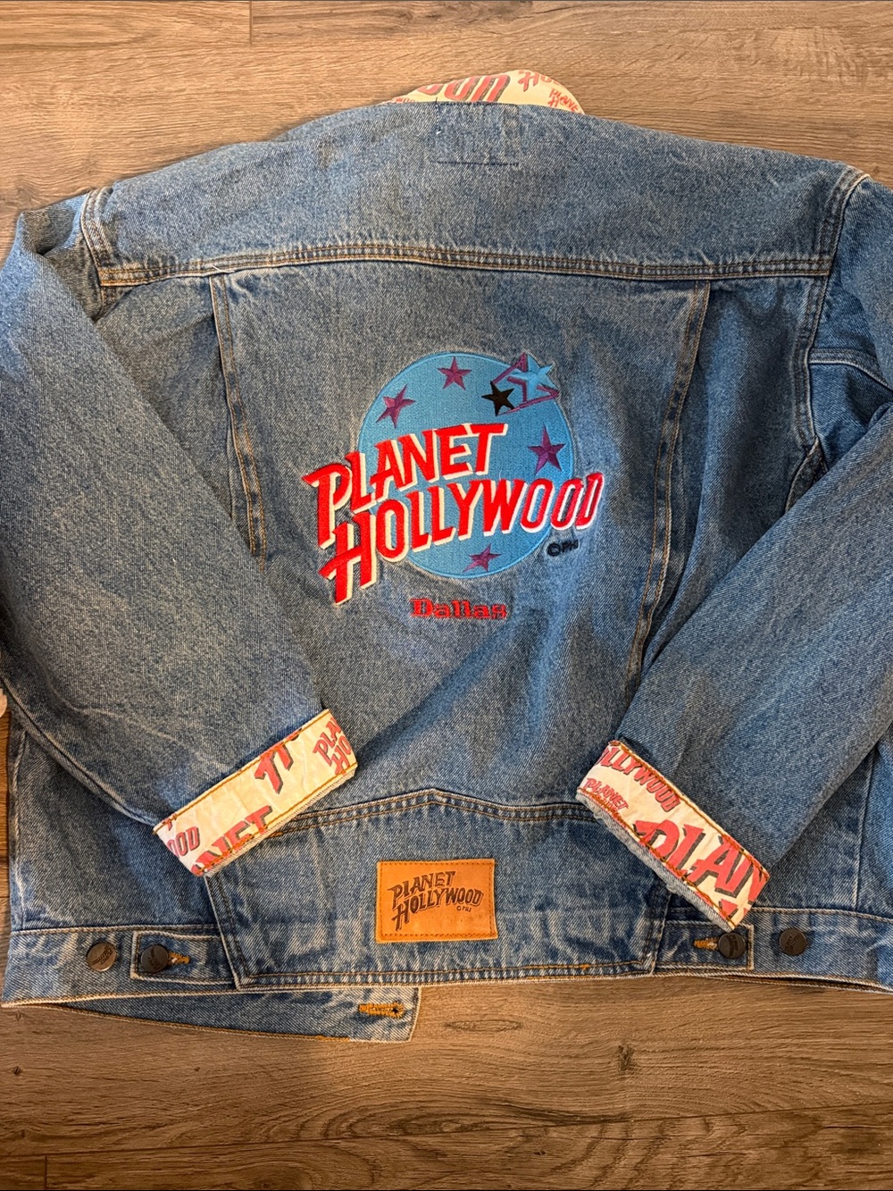 Planet Hollywood Dallas Denim Jacket - Logo Embroidered with Lapel Pins